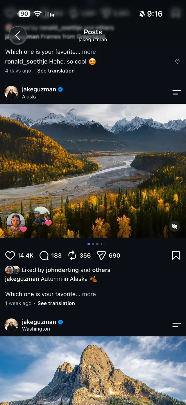 An Instagram carousel post with several items shown by the dots under the image, before saving it with Raheeb
